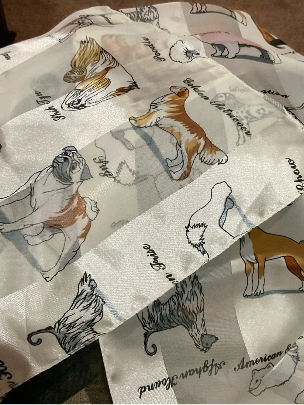 Sheer White Stripe Dog Scarf Women's Hair Head Wrap Boxer Pug Shih Tzu Poodle
